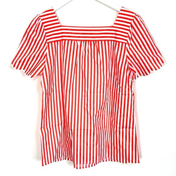 Talbots Sailboat Stripe Scalloped Square Neck Top - Picture 6 of 7